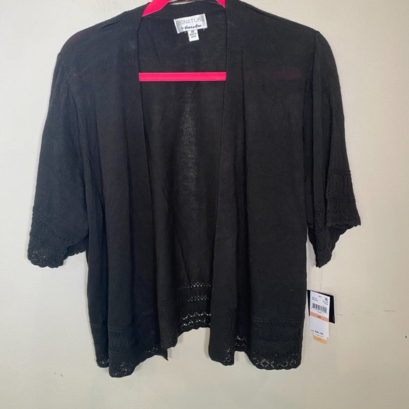 NWT Signature by Robbie Bee Macy's Knit Detail Short Sleeve Cardigan - Picture 2 of 10